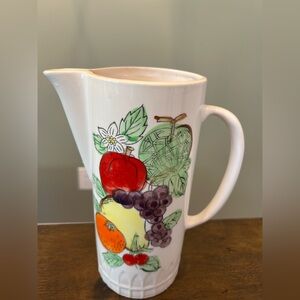 Vintage Colorful Fruit Design Ceramic Pitcher